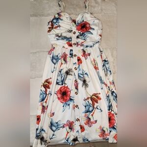 Summer Flower White Dress with Straps